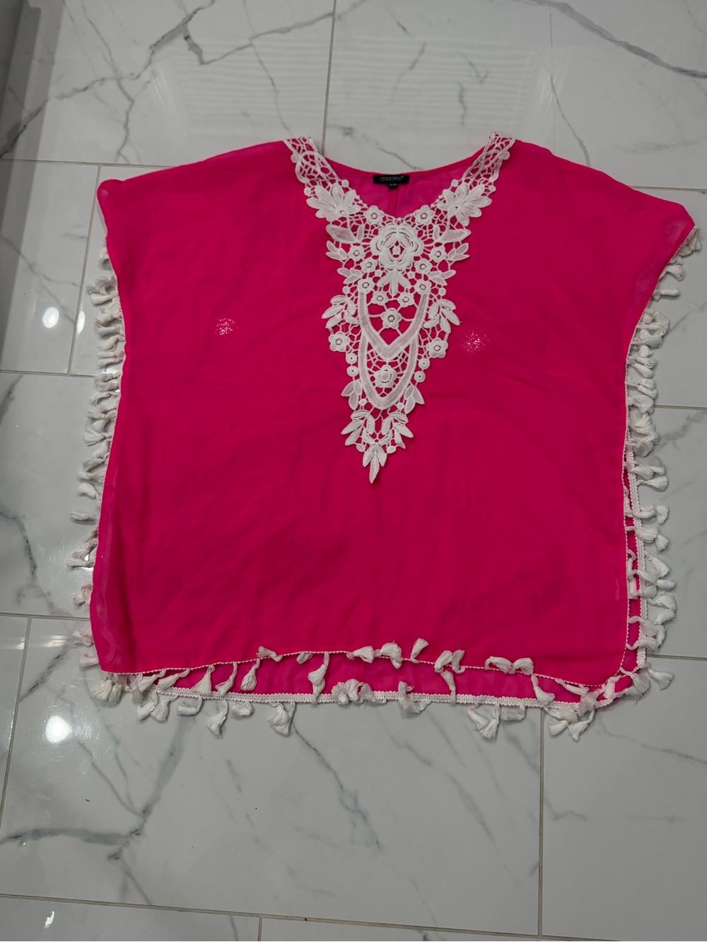 Women's Bathing suit coverup Pink Lace-Accent